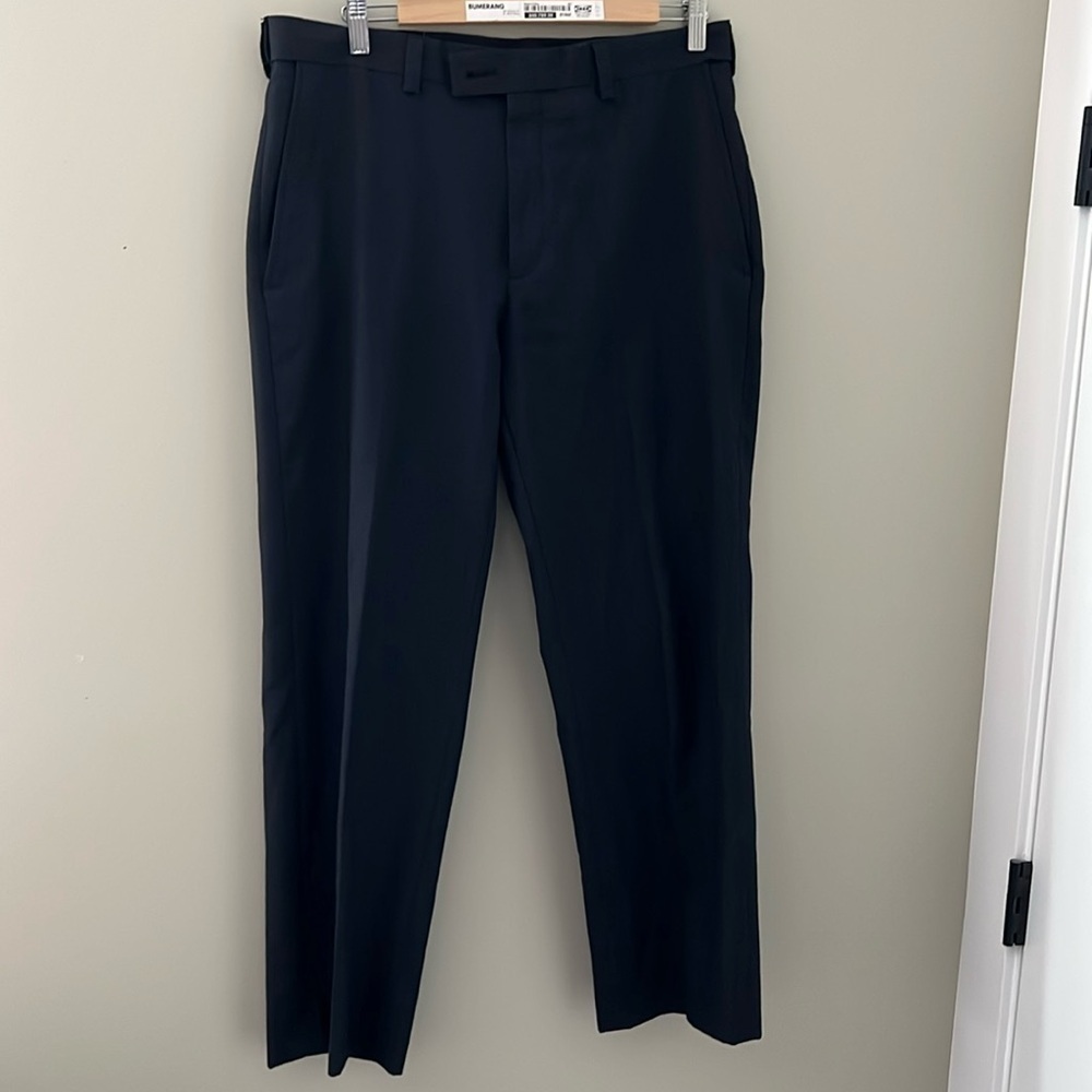 Haggar Men’s Dress Pants 34x32 Black Flat Front Career Slacks